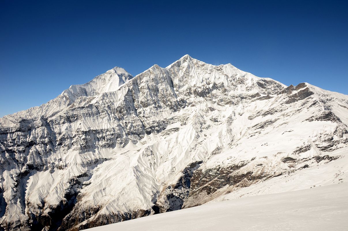 Click to enlarge -
Dhaulagiri and Tukuche Peak From The Snowy Trail Between The Top Of The Ridge Above Yak Kharka And Kalopani Around Dhaulagiri
Dhaulagiri and Tukuche Peak From The Snowy Trail Between The Top Of The Ridge Above Yak Kharka And Kalopani Around Dhaulagiri